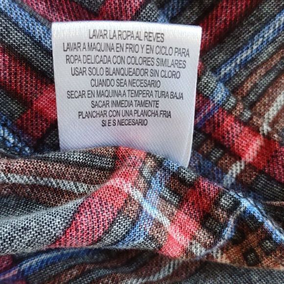 New York Laundry Lightweight Open Drape Front Long Plaid Long Sleeve Top Sz XL - Picture 14 of 14